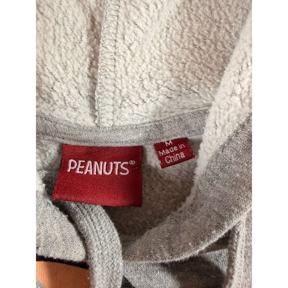 Peanuts Charlie Brown Snoopy Cropped Hoodie Gray Graphic Sweatshirt Medium - Picture 4 of 5